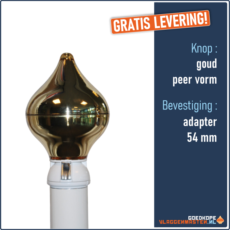 Knop zilverkleuring peervormig, roterend
