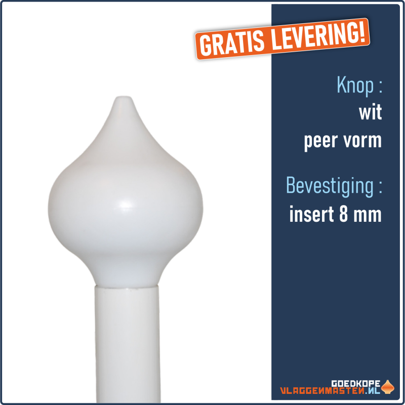 Knop wit 145 mm, peer