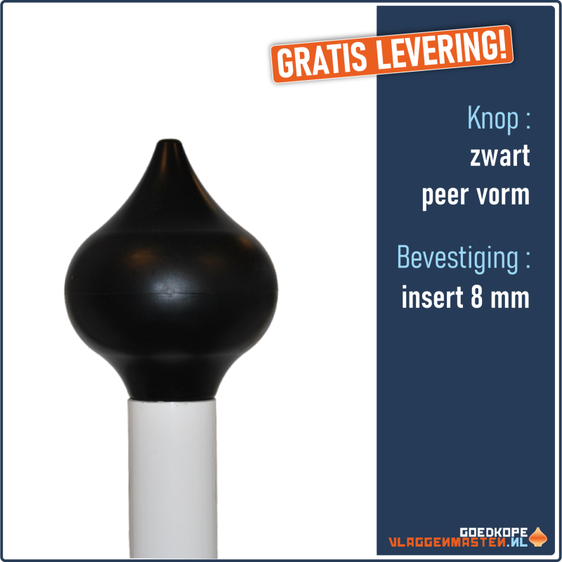 Knop zwart 145 mm, peer