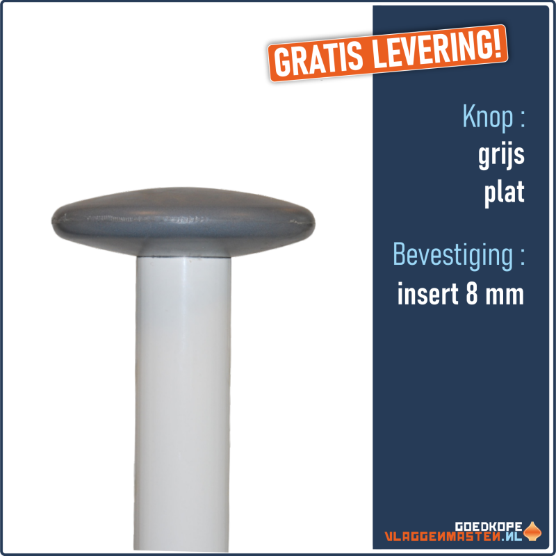 Knop grijs 170 mm, plat