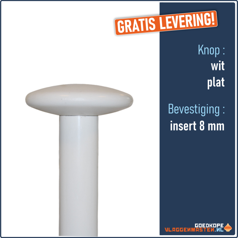 Knop wit 170 mm, plat
