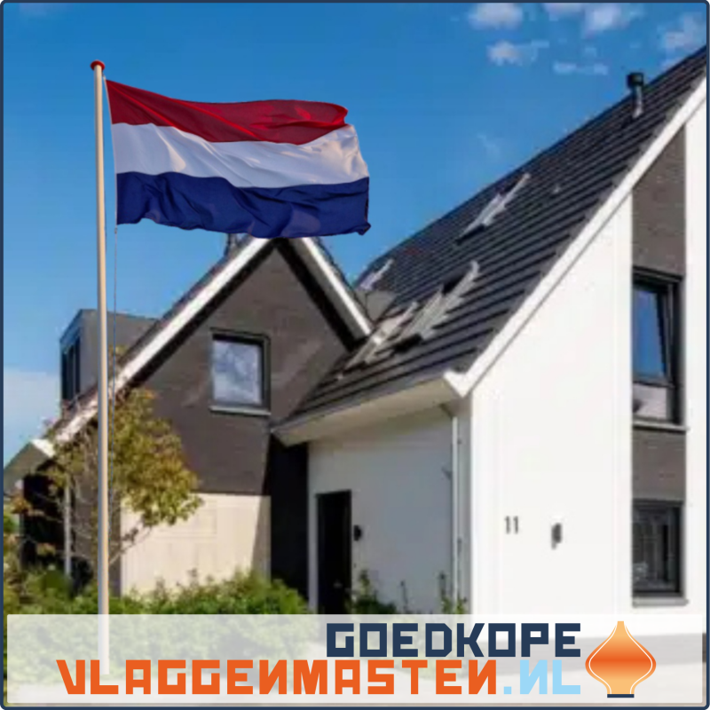 Vlaggenmast BASIC grijs - 7 meter 75 mm, incl. kikker, oog koord en knop - Afbeelding 4