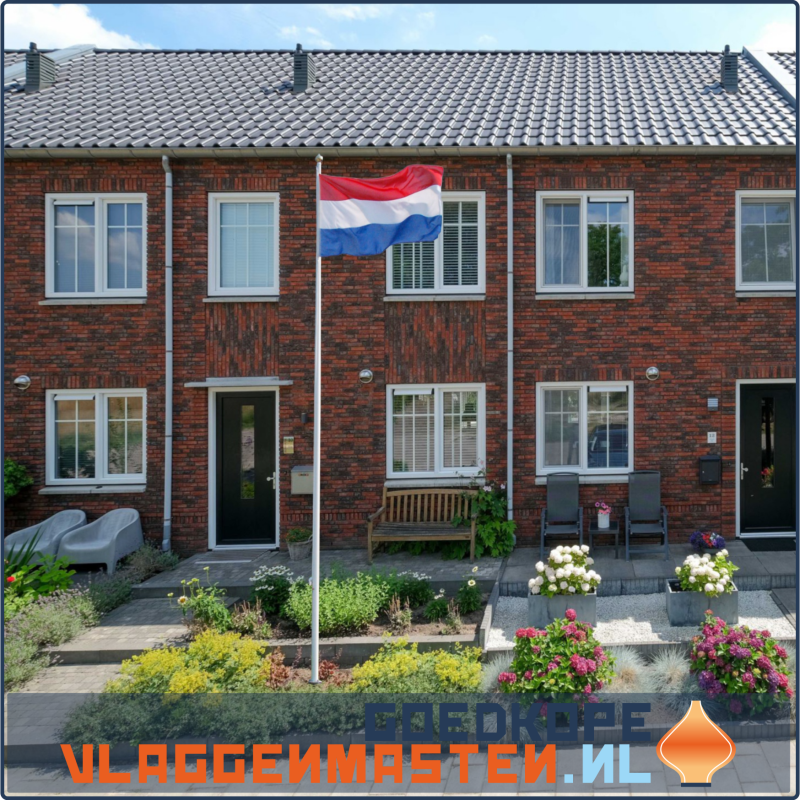 Vlaggenmast BASIC wit - 7 meter 75 mm, incl. kikker, oog koord, knop en grondkoker - Afbeelding 5